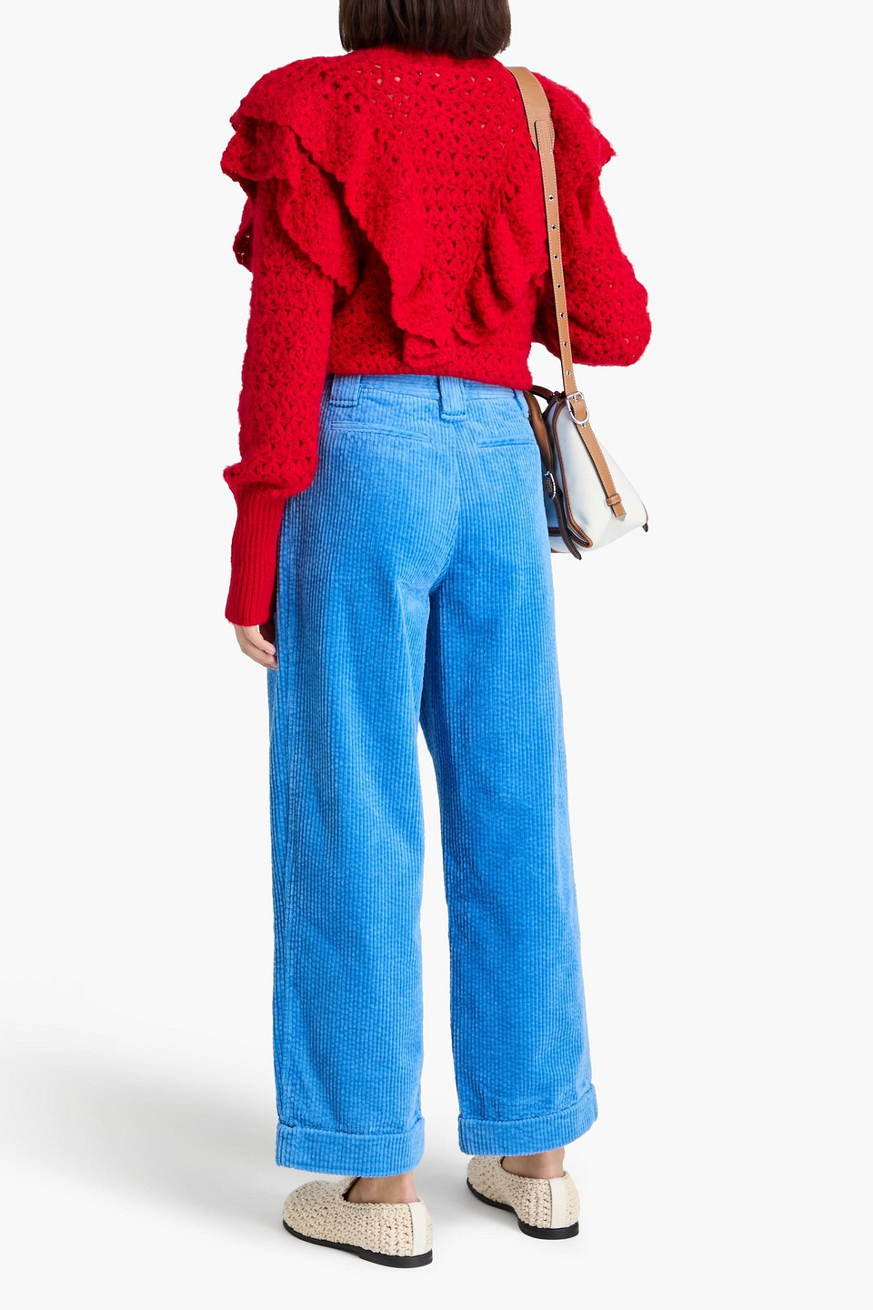 Ganni Cotton-blend Corduroy Straight-leg Pants In Blue