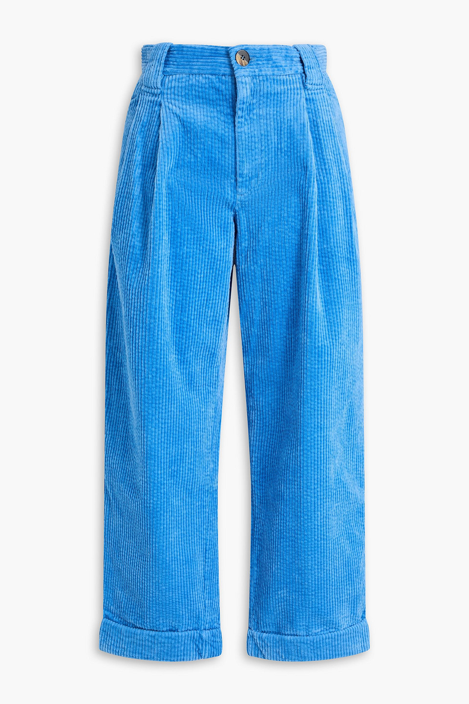 Ganni Cotton-blend Corduroy Straight-leg Pants In Blue