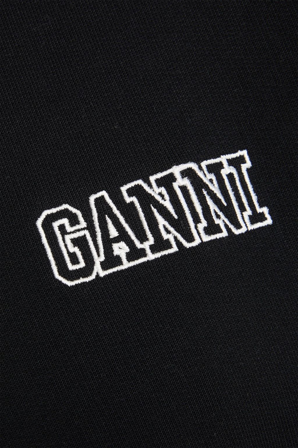 GANNI コットン混フリース オーバーサイズスウェットシャツ 刺繍