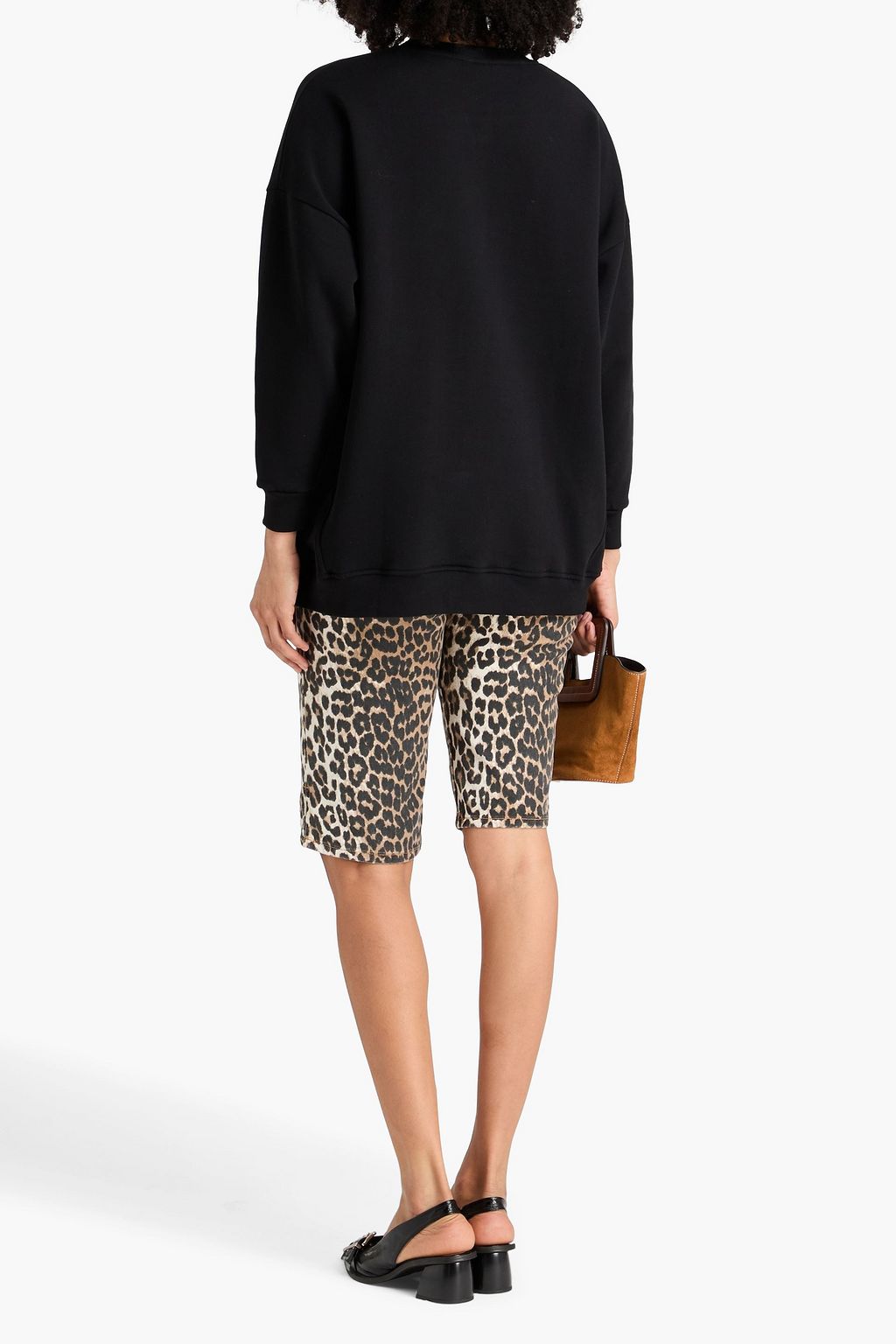 GANNI コットン混フリース オーバーサイズスウェットシャツ 刺繍