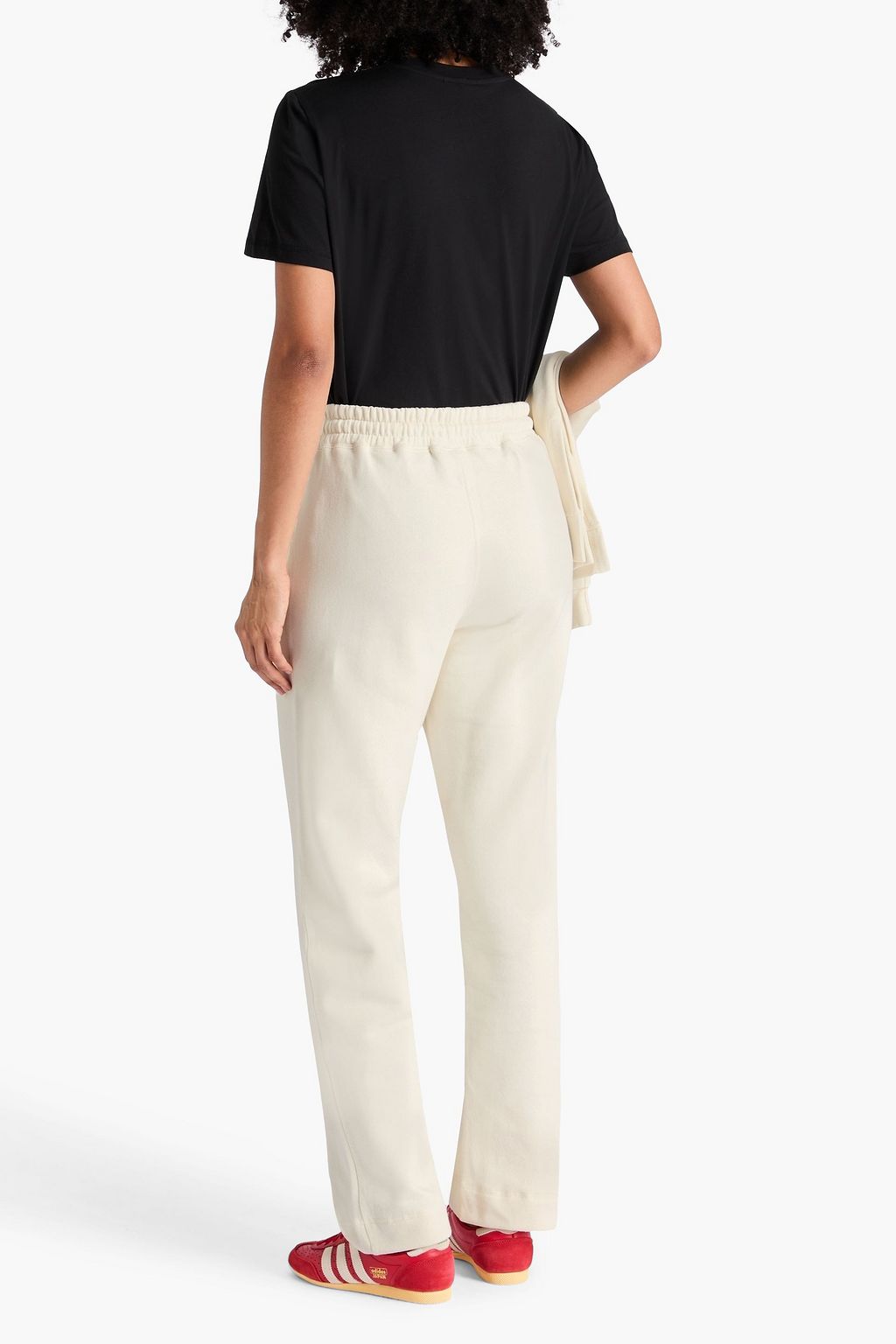 GANNI Cotton-blend fleece track pants