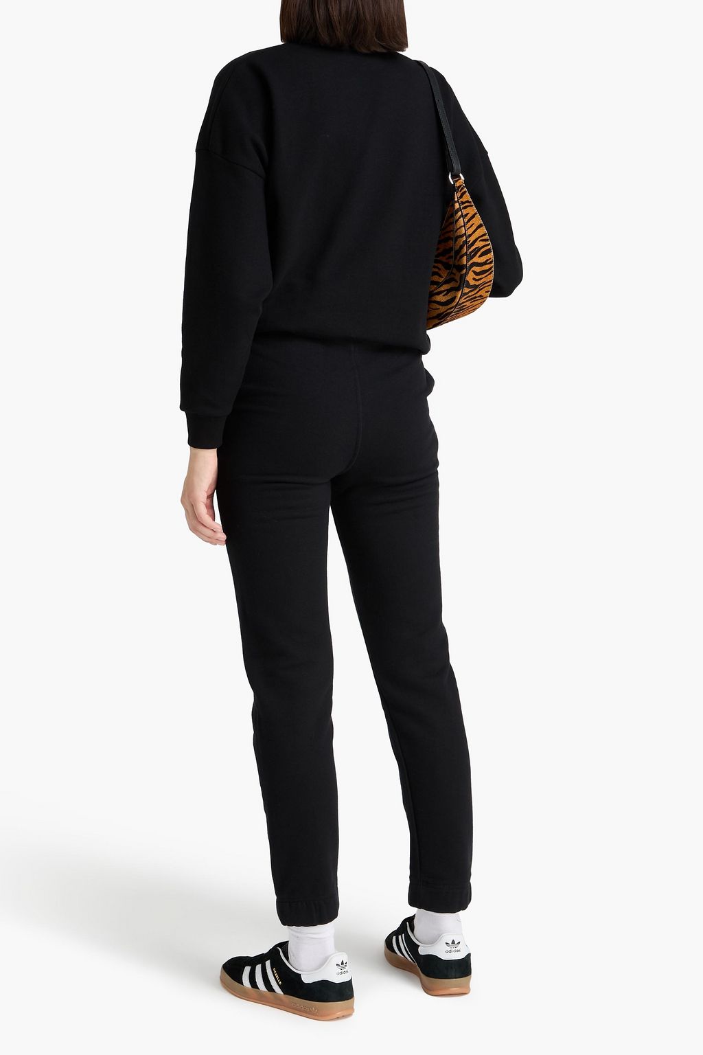 GANNI Embroidered cotton-blend fleece track pants