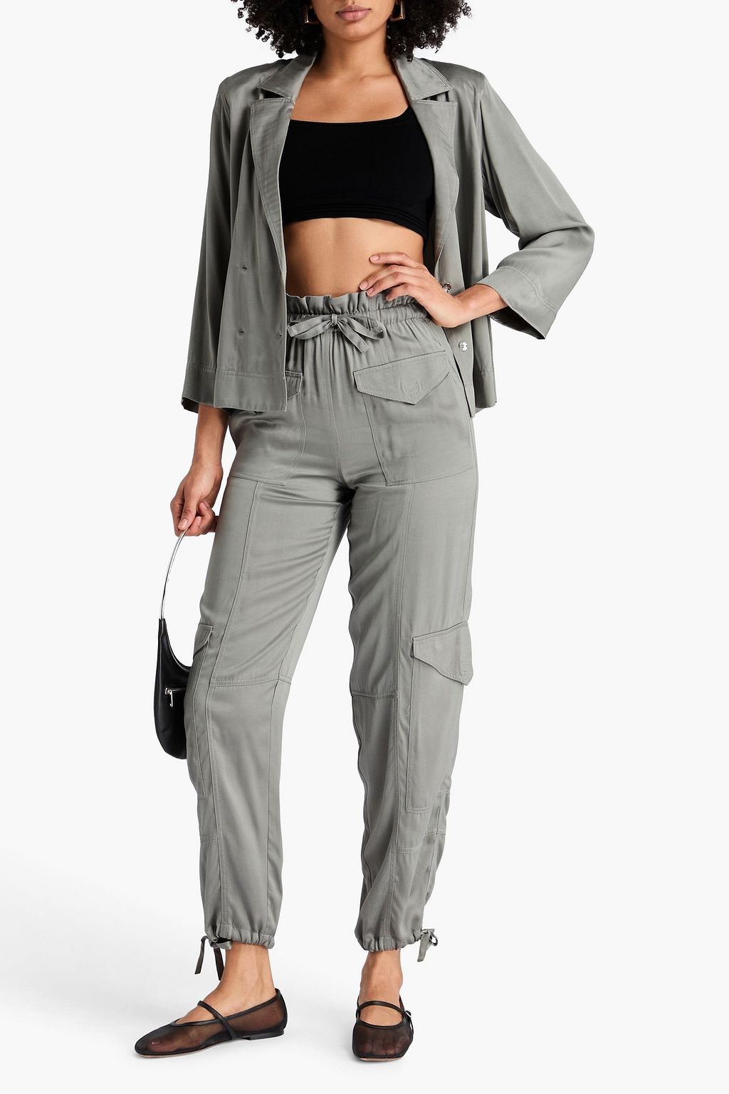 GANNI Cupro and ECOVERO™-blend satin cargo pants