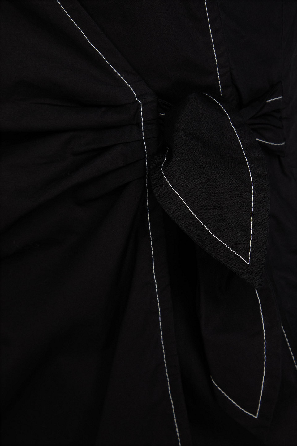 Ganni Cotton-poplin Mini Wrap Dress In Black