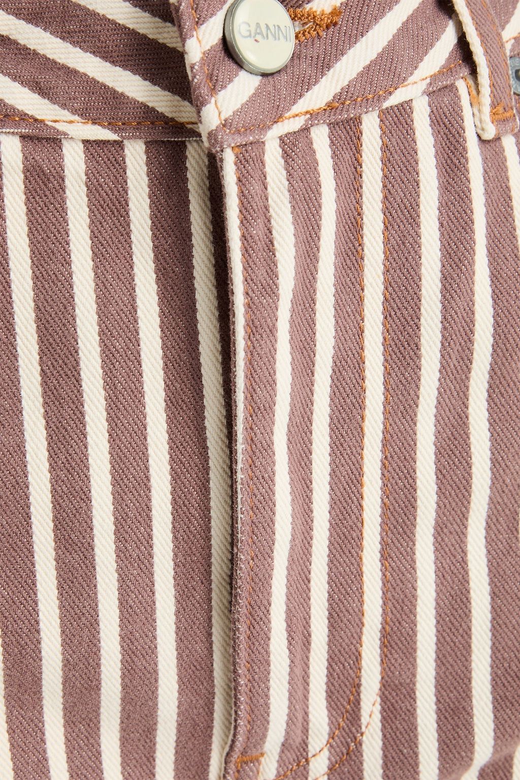 GANNI Striped high-rise barrel-leg jeans