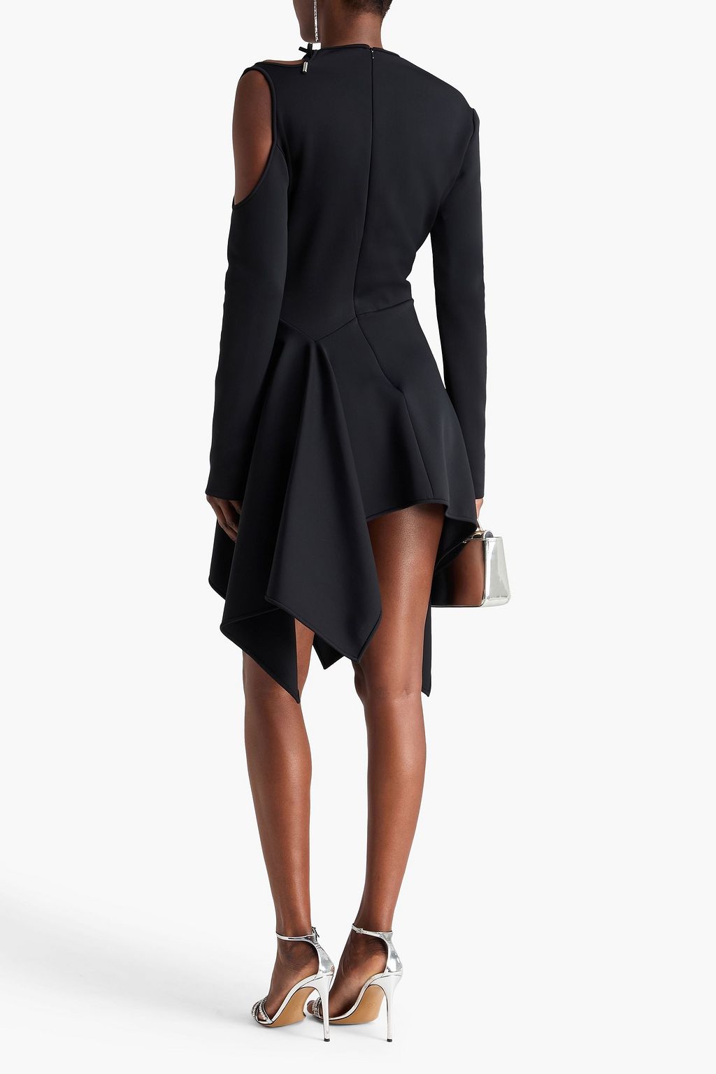 DAVID KOMA فستان متوسط الطول من قماش سكوبا بفتحات