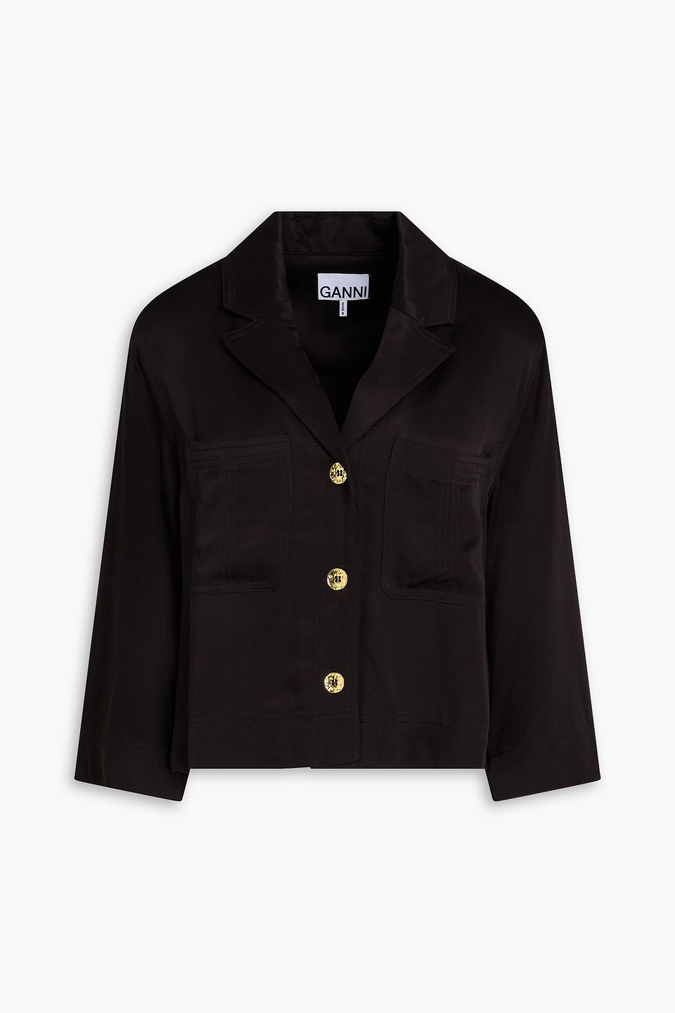 Ganni Cupro And Ecovero™-blend Satin Shirt In Brown