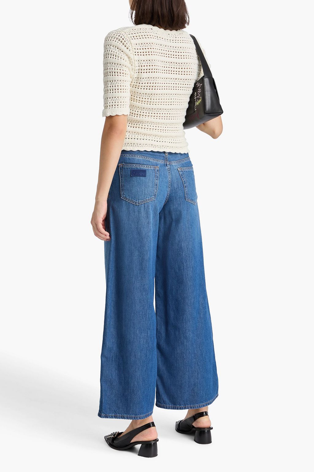 GANNI 하이라이즈 와이드 레그 진