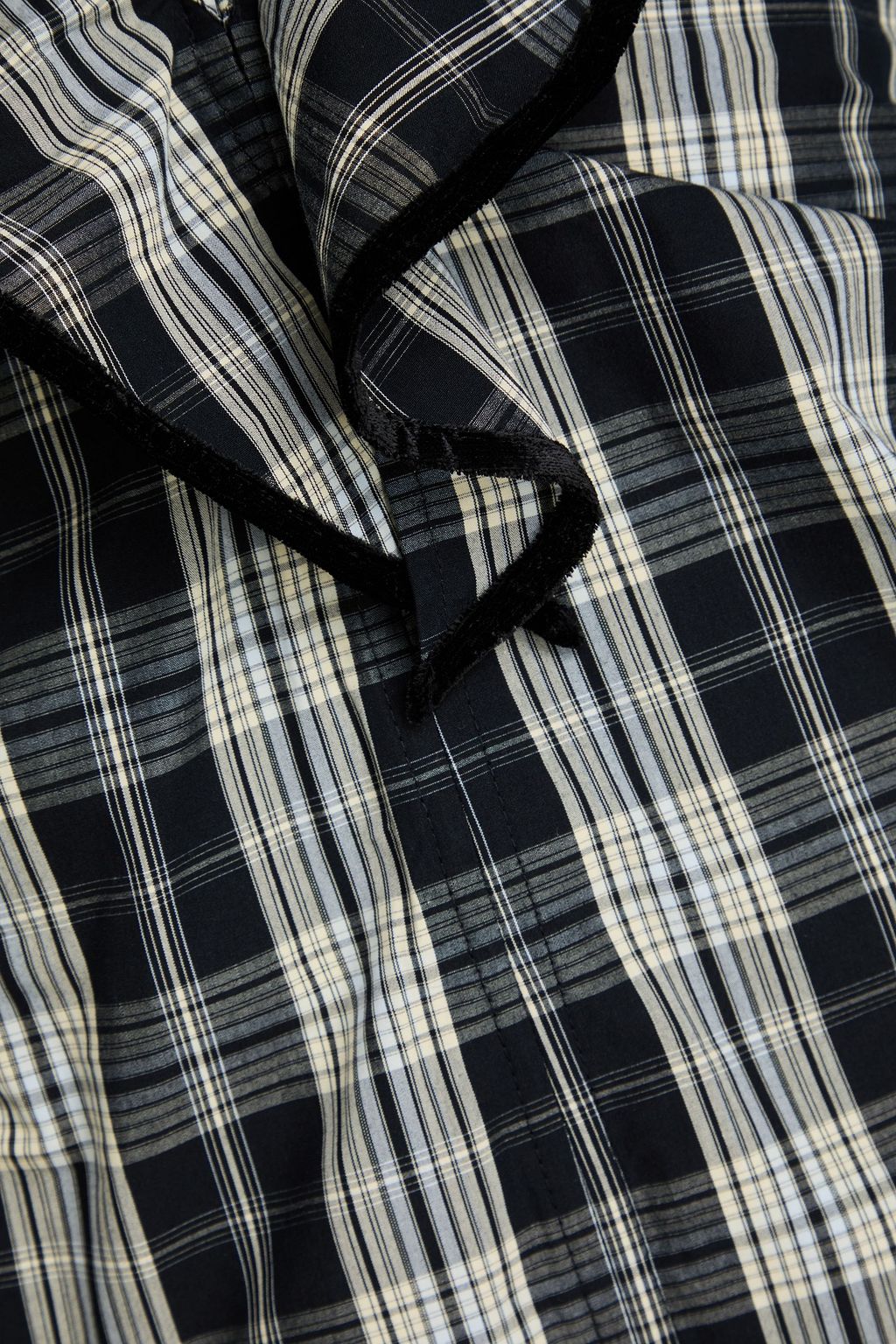 GANNI Ruffled checked cotton-poplin mini dress