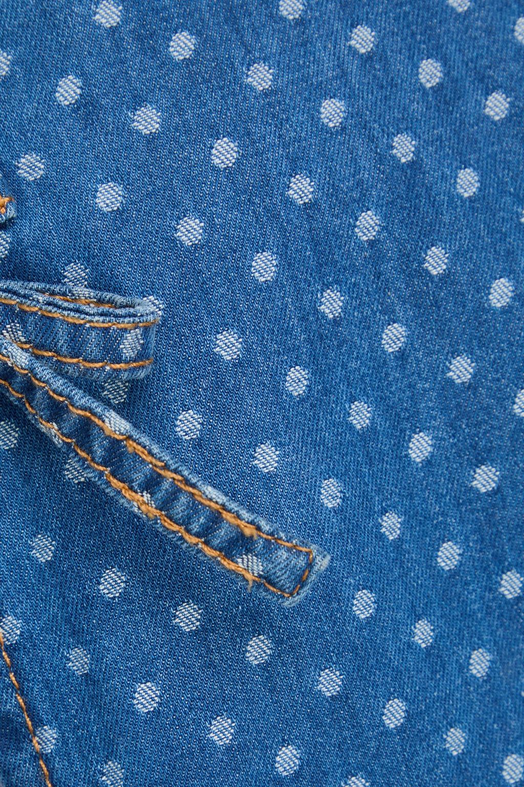 GANNI Polka-dot denim peplum top