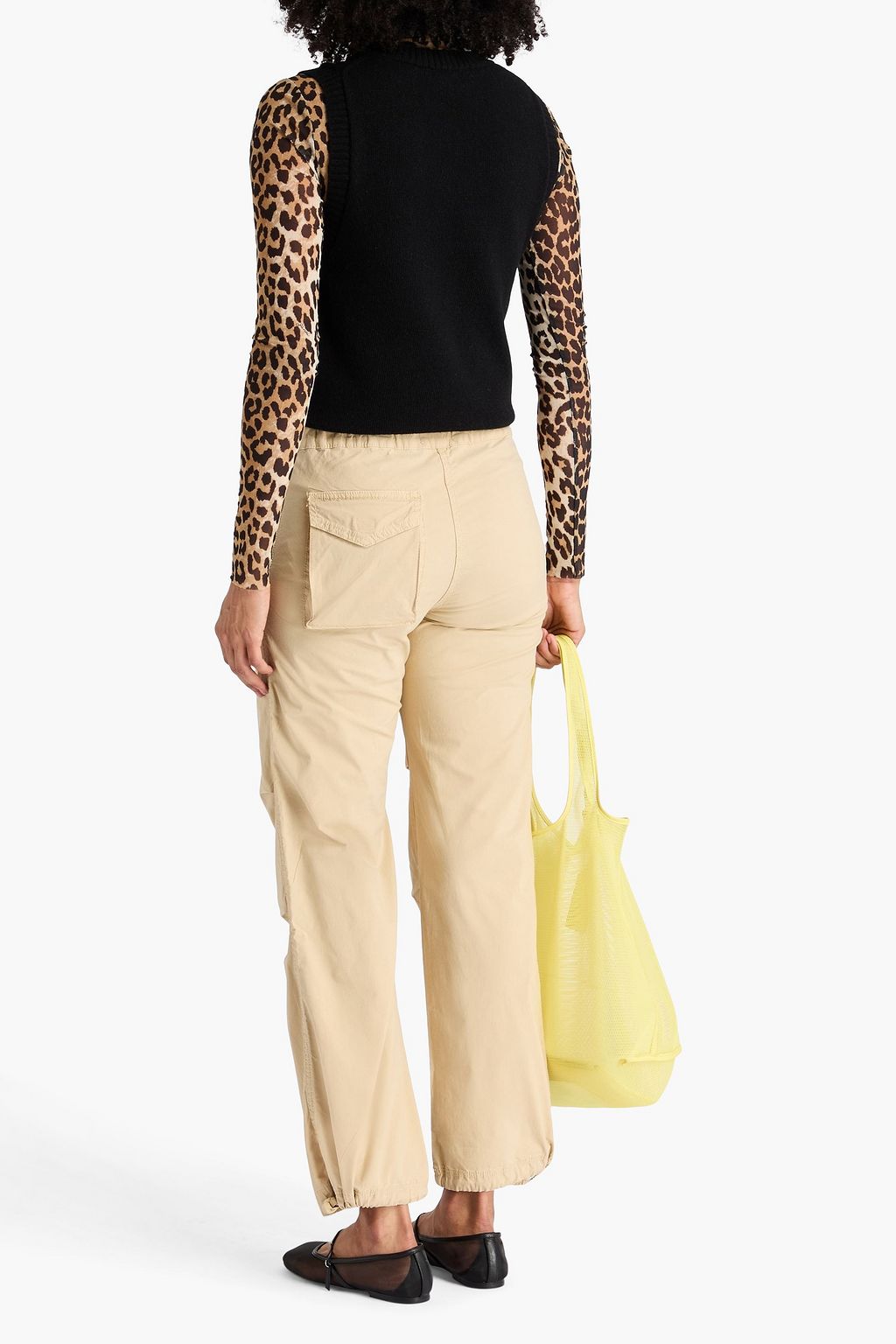 GANNI Pleated stretch-cotton straight-leg pants