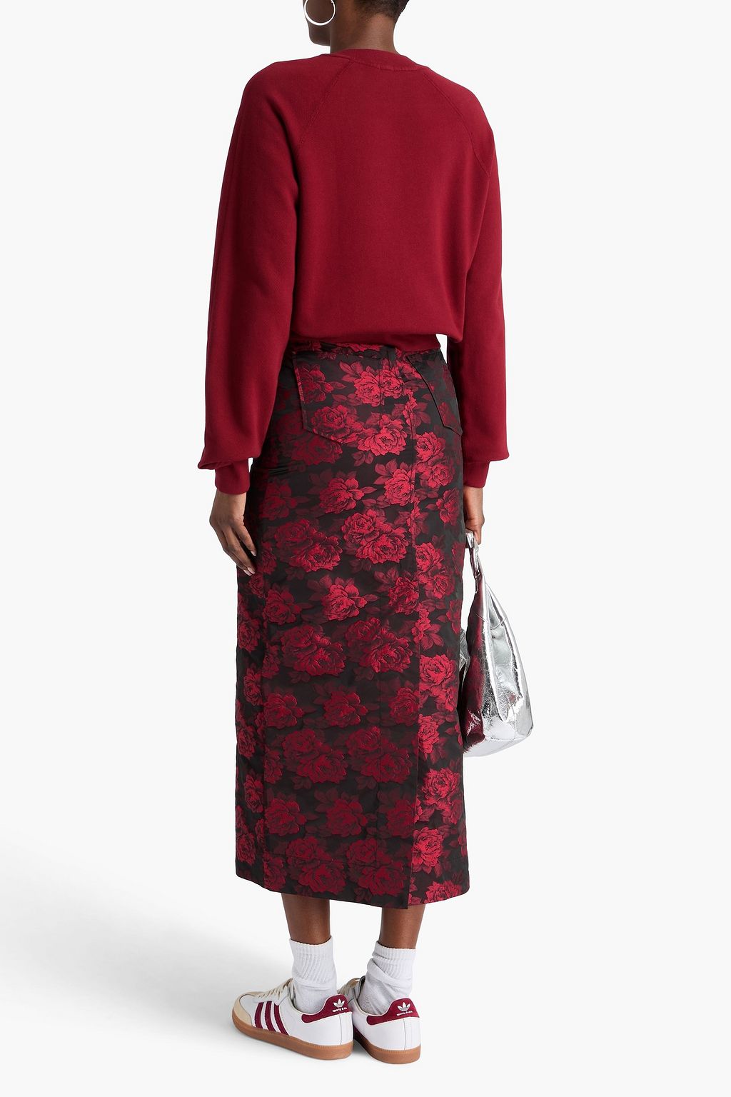 GANNI Floral-jacquard midi skirt