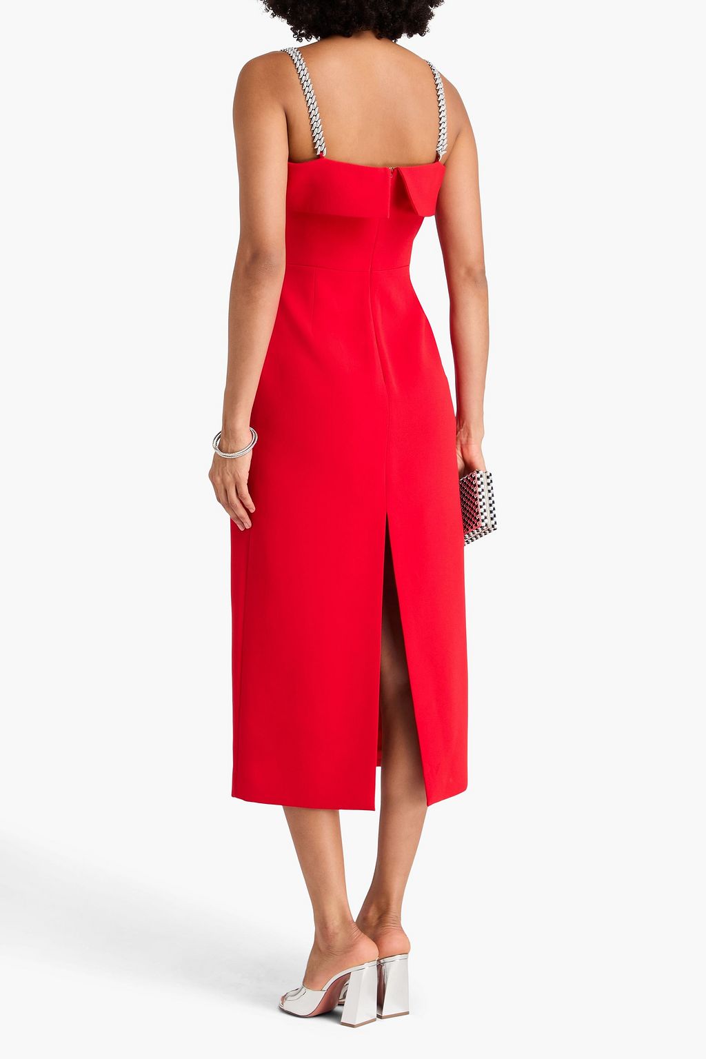 DAVID KOMA فستان متوسط الطول من الكريب مزين بالكريستال