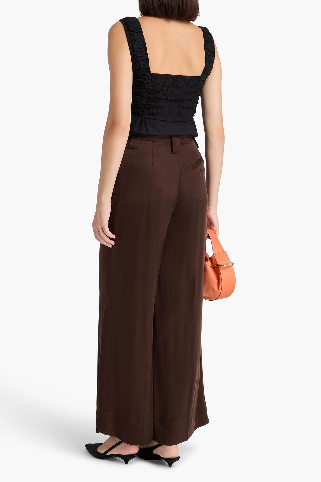 GANNI Pleated cupro and ECOVERO™-blend wide-leg pants