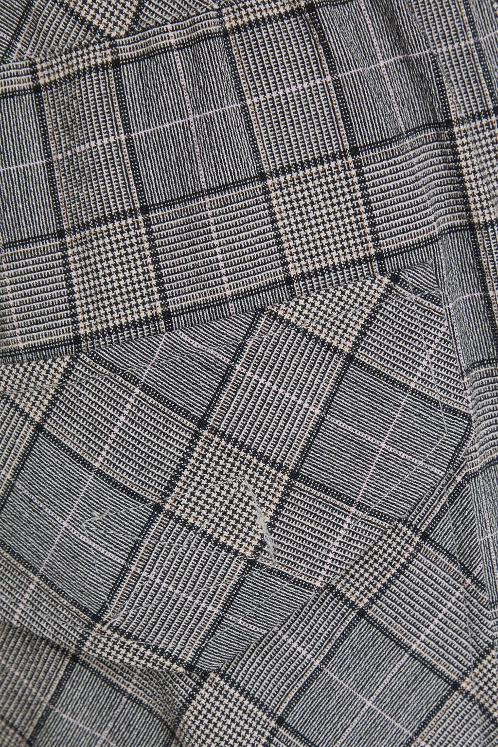 GANNI بنطال من قماش الكريب بنقشة مربّعات برنس أوف ويلز بقصة مدببة