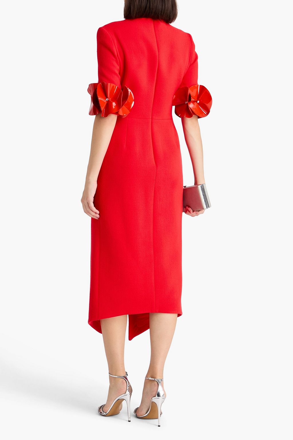 DAVID KOMA Midikleid aus Woll-Crêpe mit Kristallverzierung