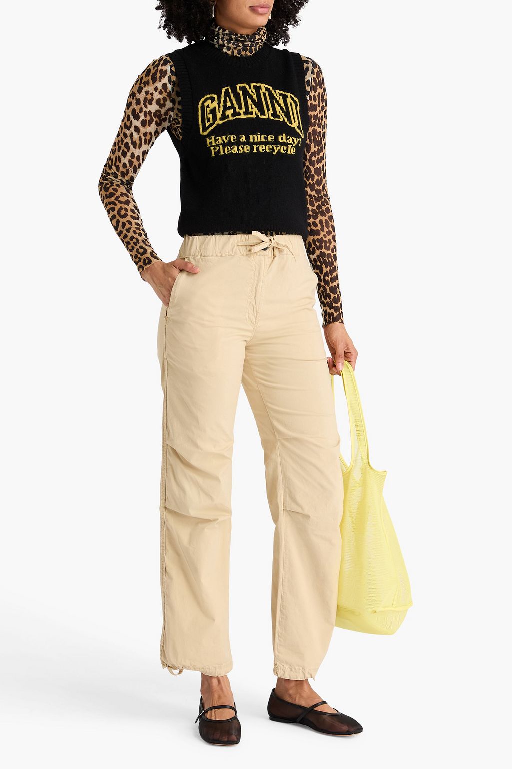 GANNI Intarsia wool-blend vest