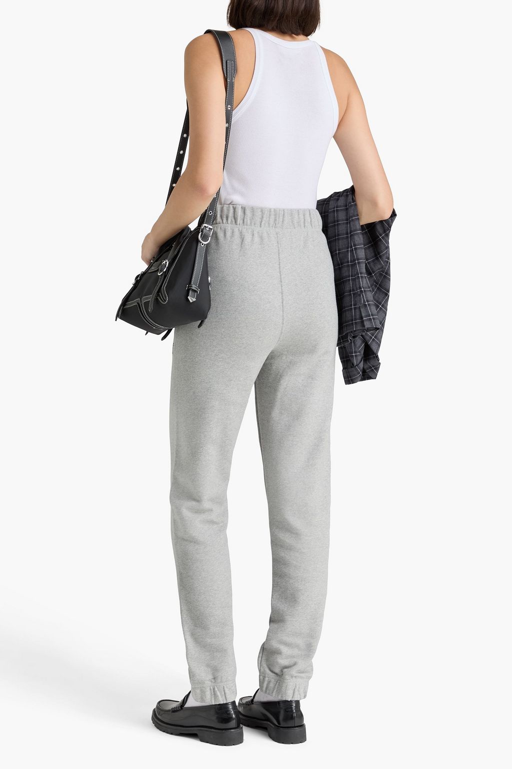 GANNI Cotton-blend fleece track pants