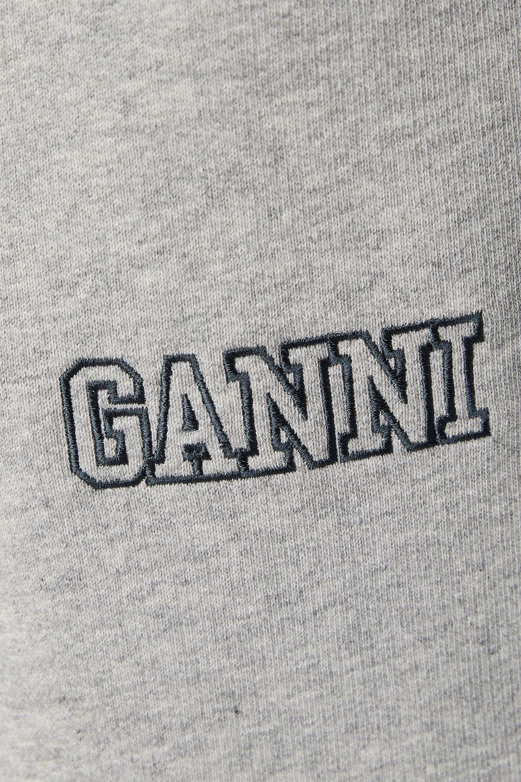 GANNI Embroidered cotton-blend fleece track pants