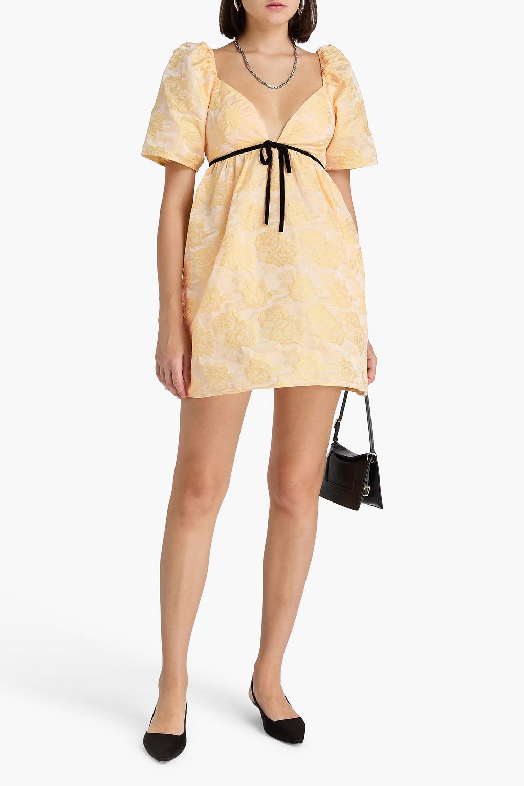 GANNI Floral-jacquard mini dress