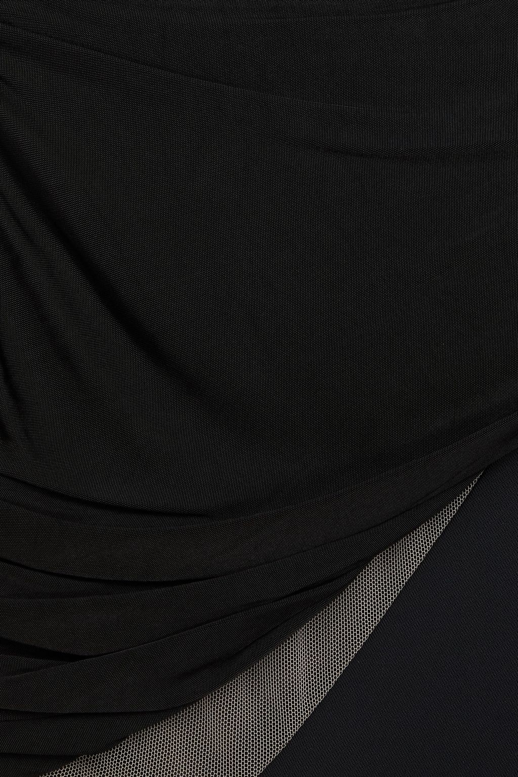 DAVID KOMA Tulle-trimmed draped jersey mini dress