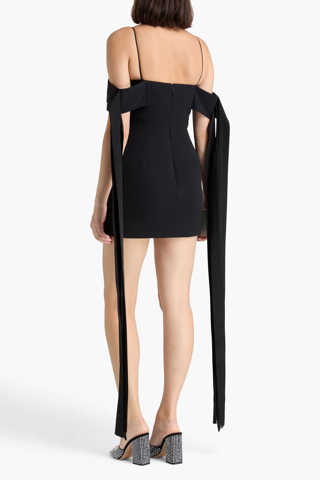 DAVID KOMA فستان قصير من الكريب منسدل بتصميم مكشوف الكتفين