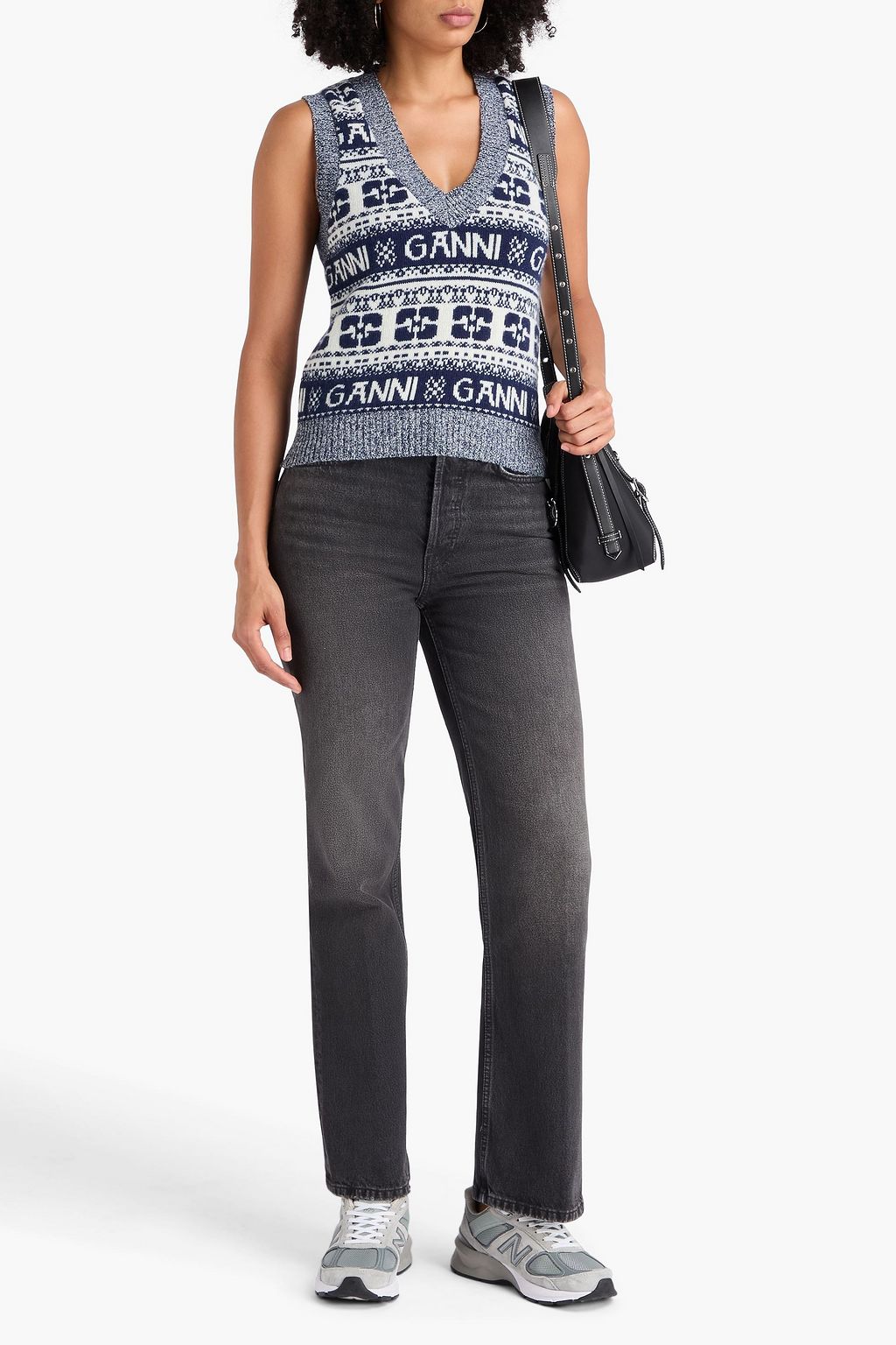GANNI Jacquard-knit wool-blend vest