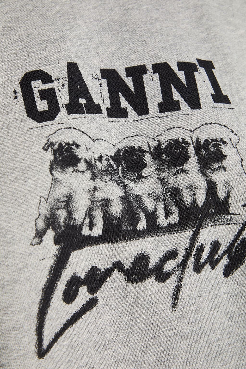 GANNI コットンフリース スウェットシャツ プリント入り