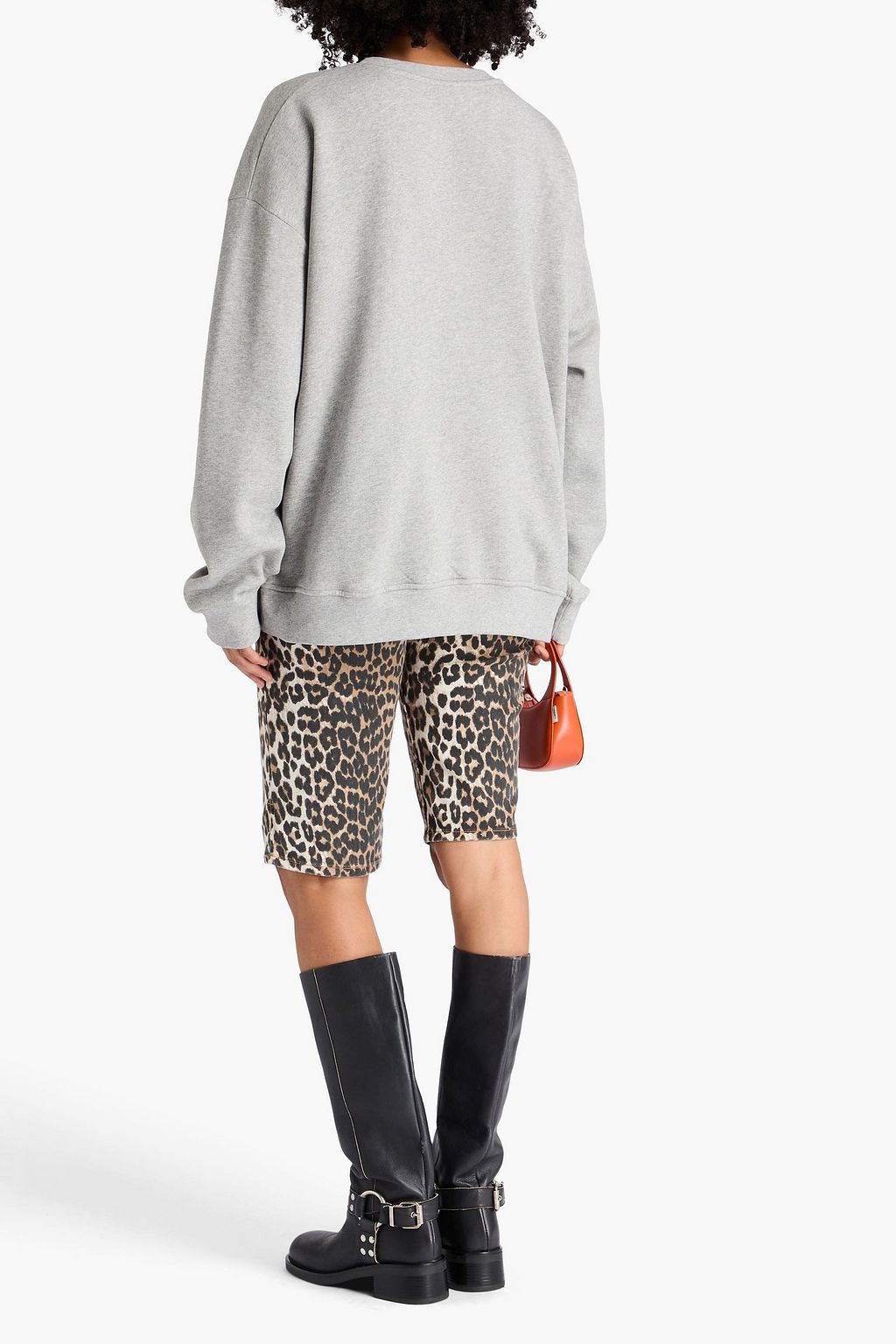 GANNI コットンフリース スウェットシャツ プリント入り