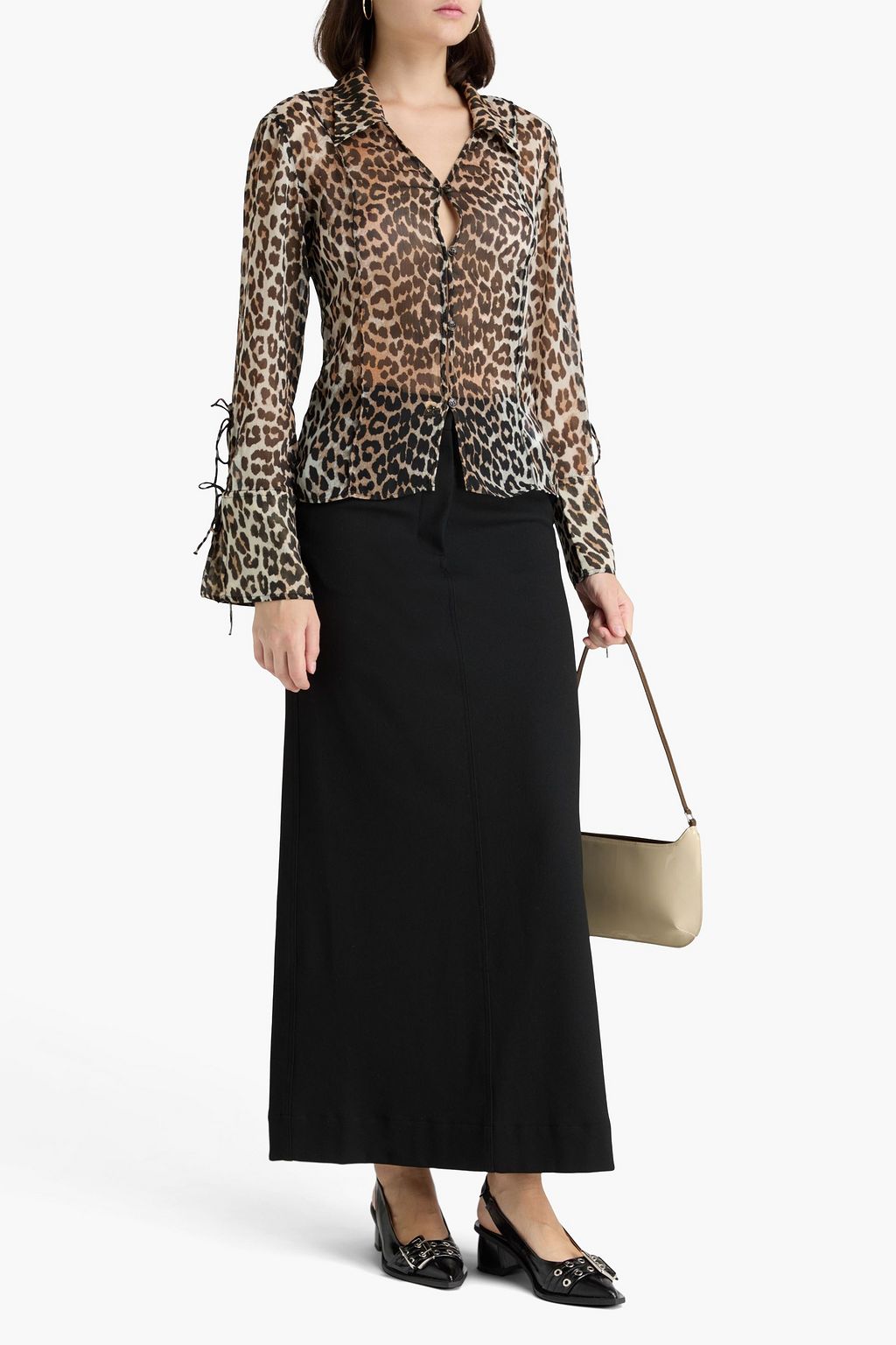 GANNI クレポン シャツ レオパードプリント