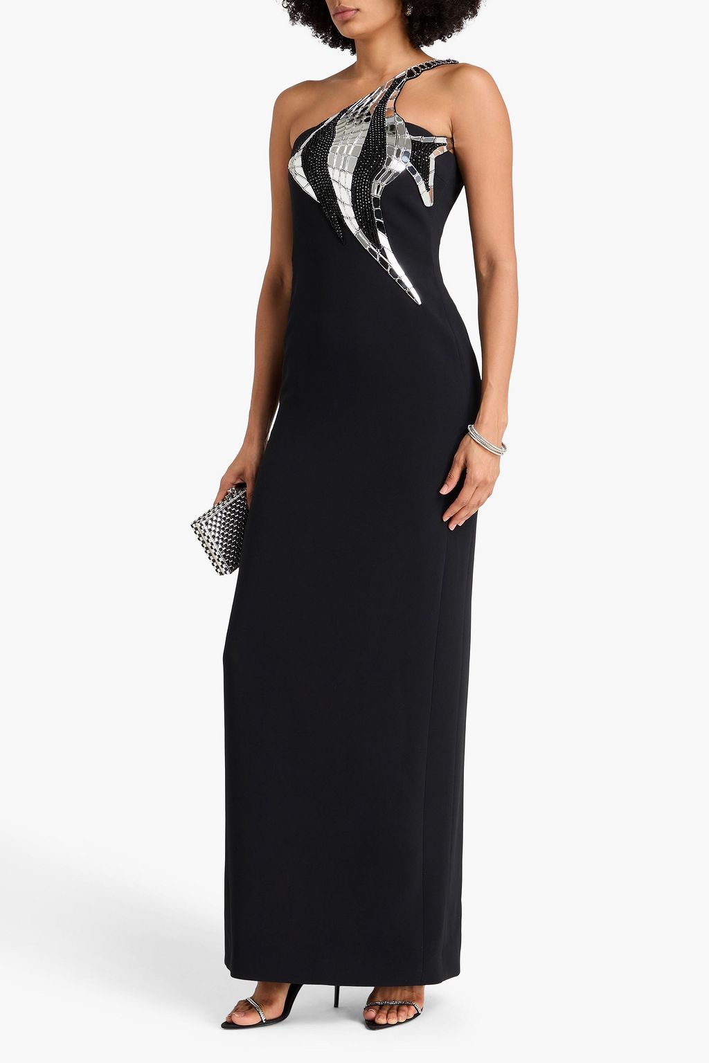 DAVID KOMA One-shoulder embellished crepe gown