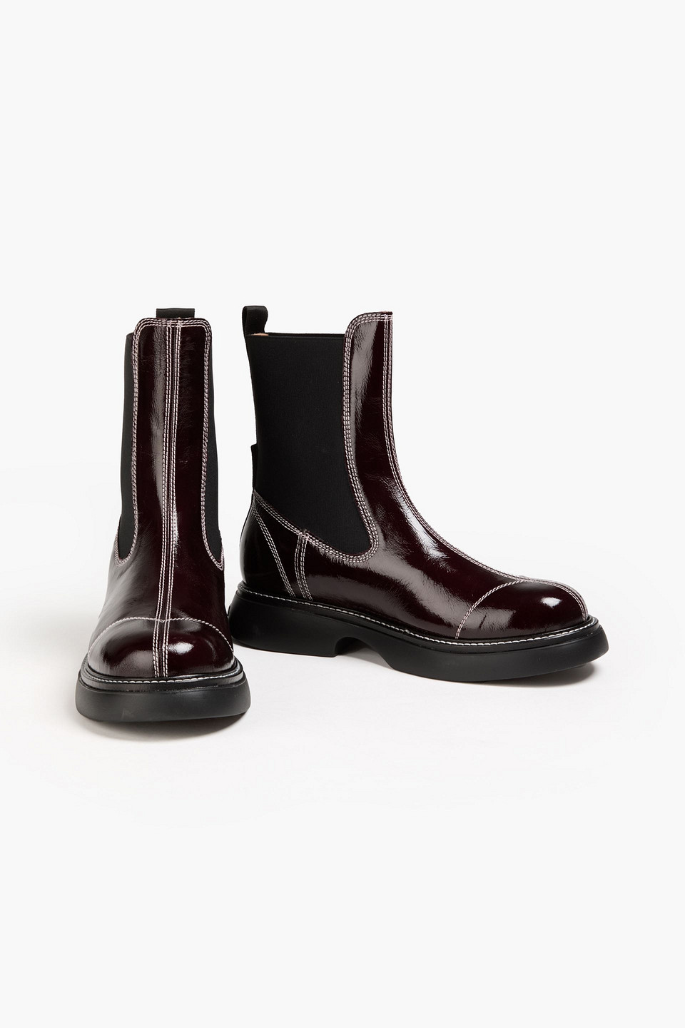 Ganni Everyday Mid Chelsea Boots In Burgundy