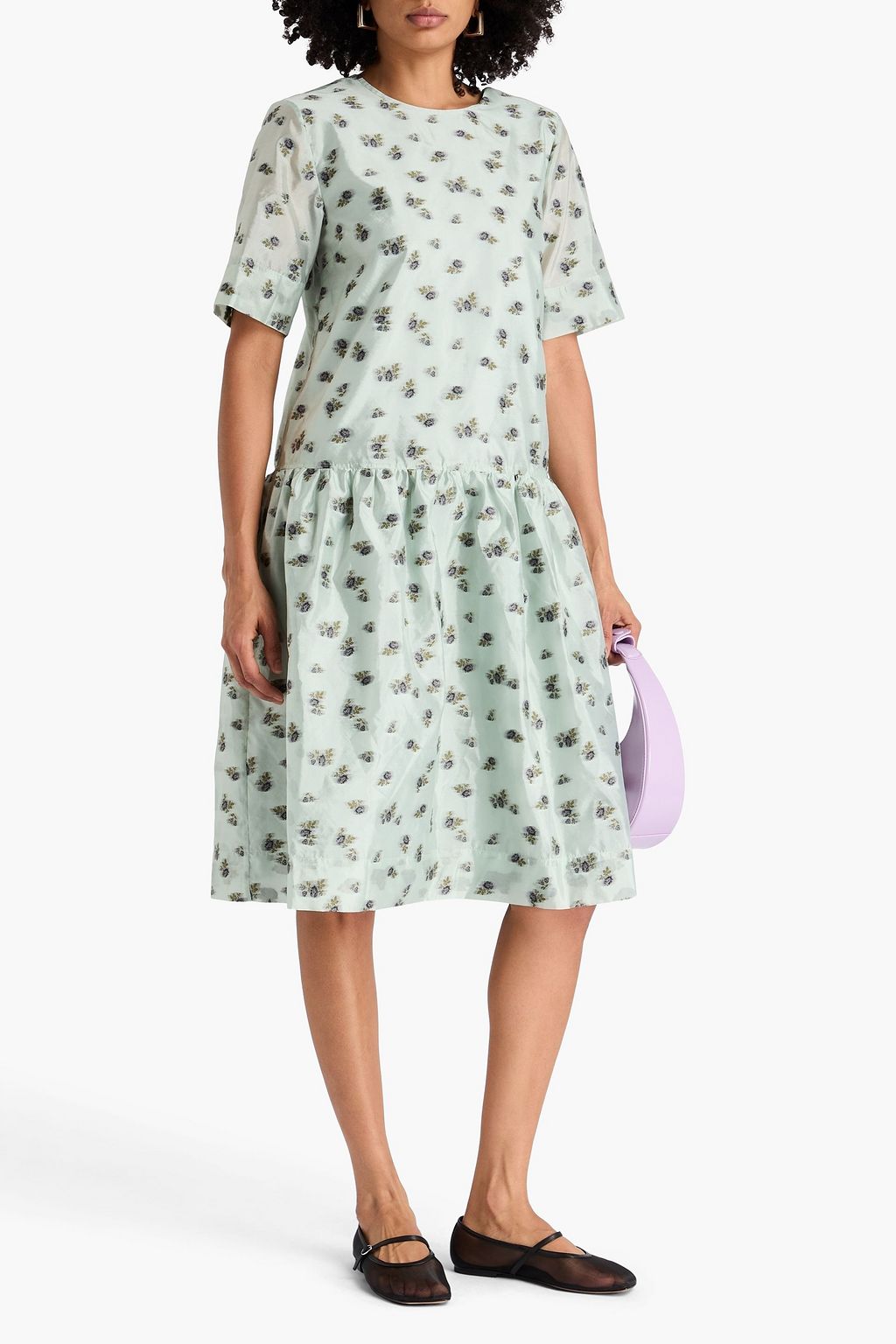 GANNI Floral-print fil coupé organza dress