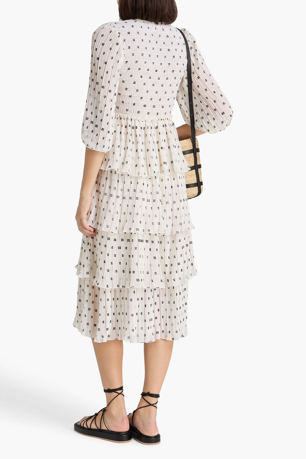GANNI Tiered printed georgette midi dress