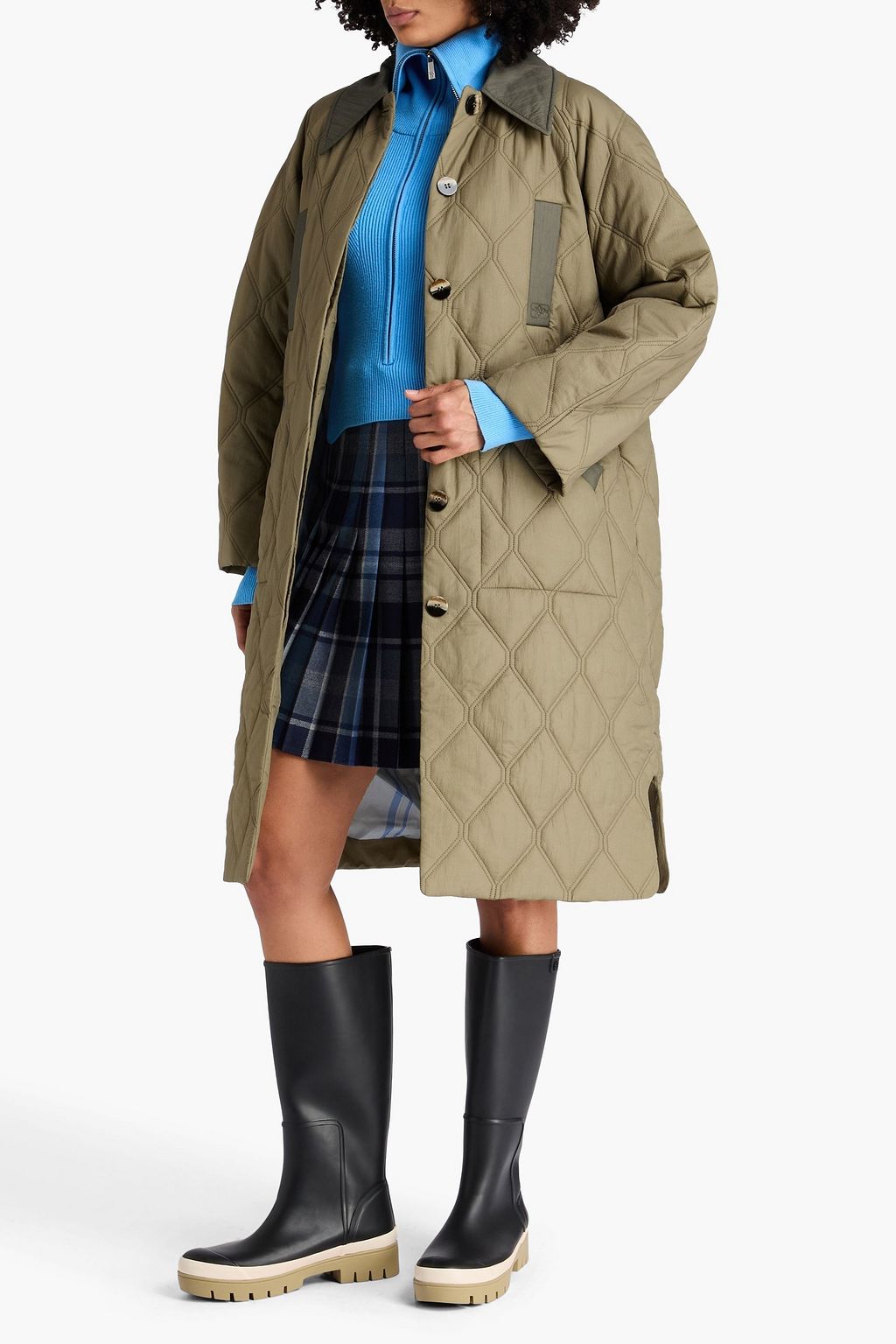 GANNI Quilted shell coat
