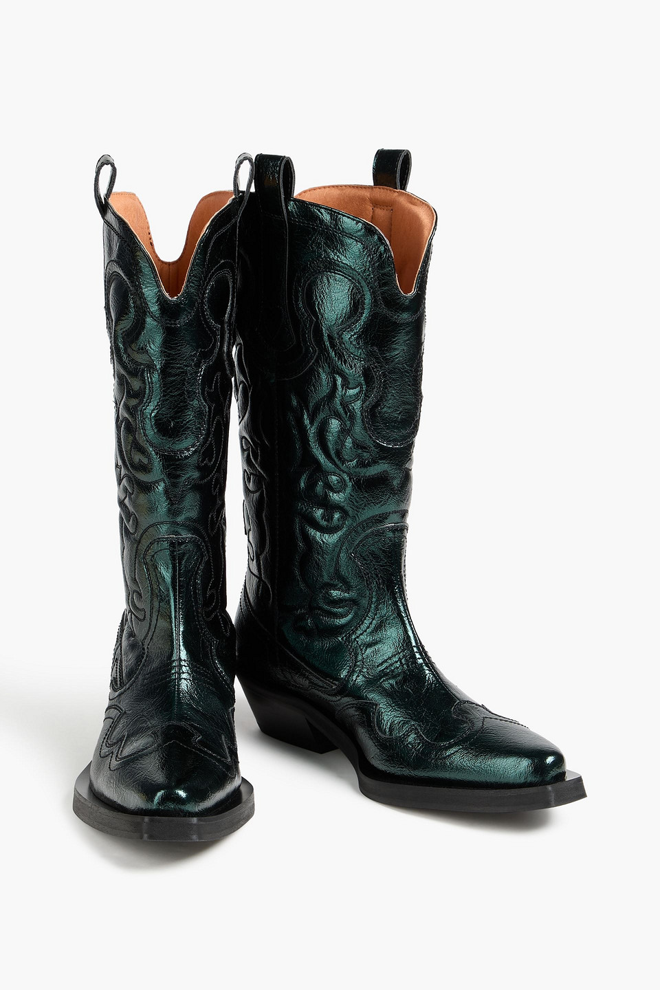  Ganni - Metallic Cowboy Boots - Green - Eu 36 