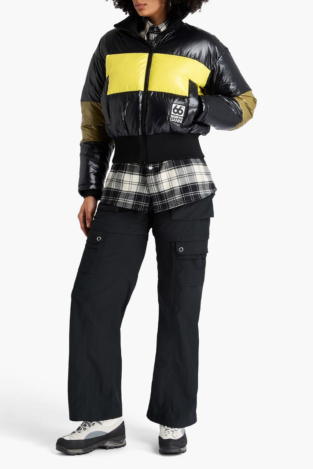 GANNI X 66°NORTH Askja quilted striped shell bomber jacket