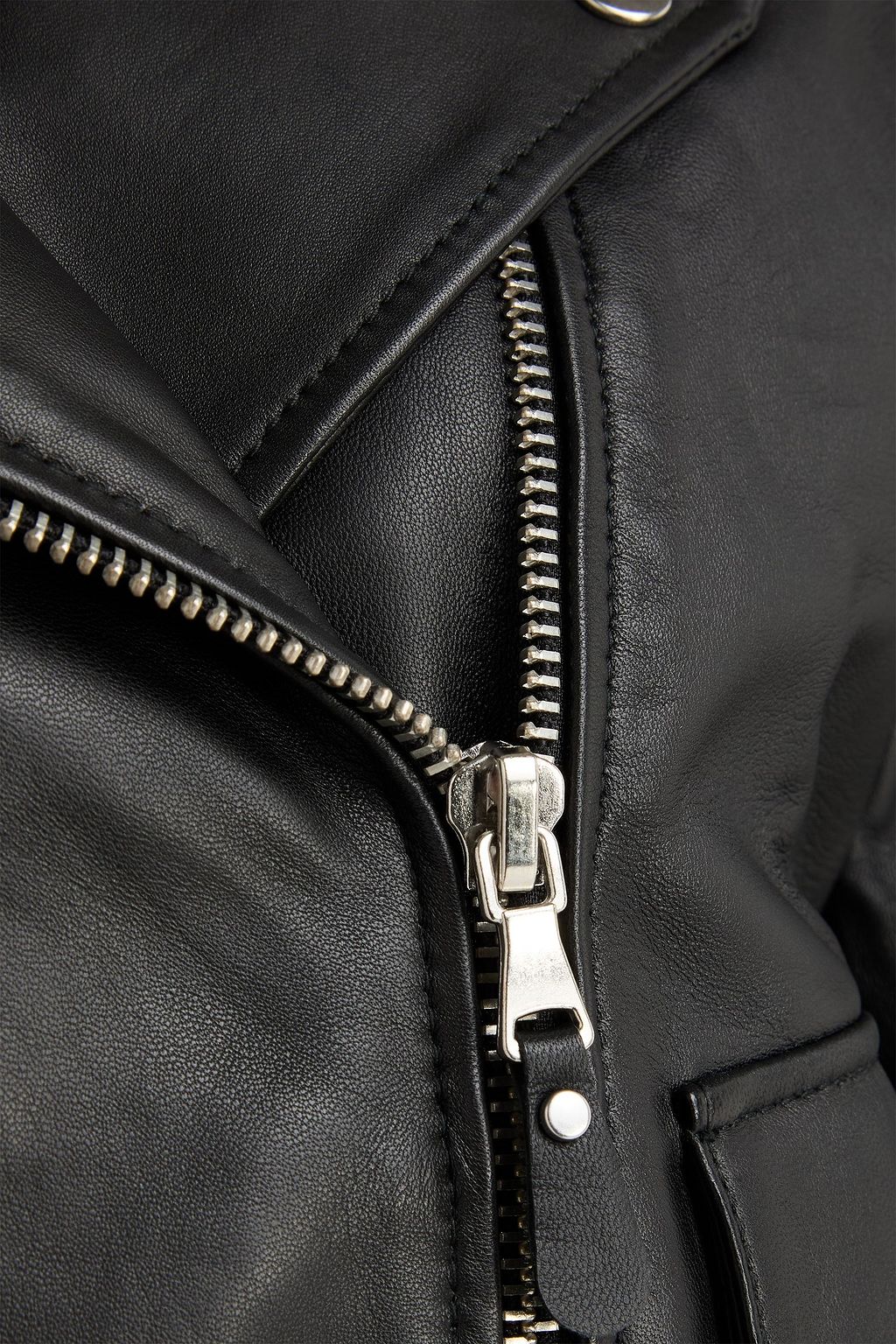 PAIGE Demetra belted leather biker jacket