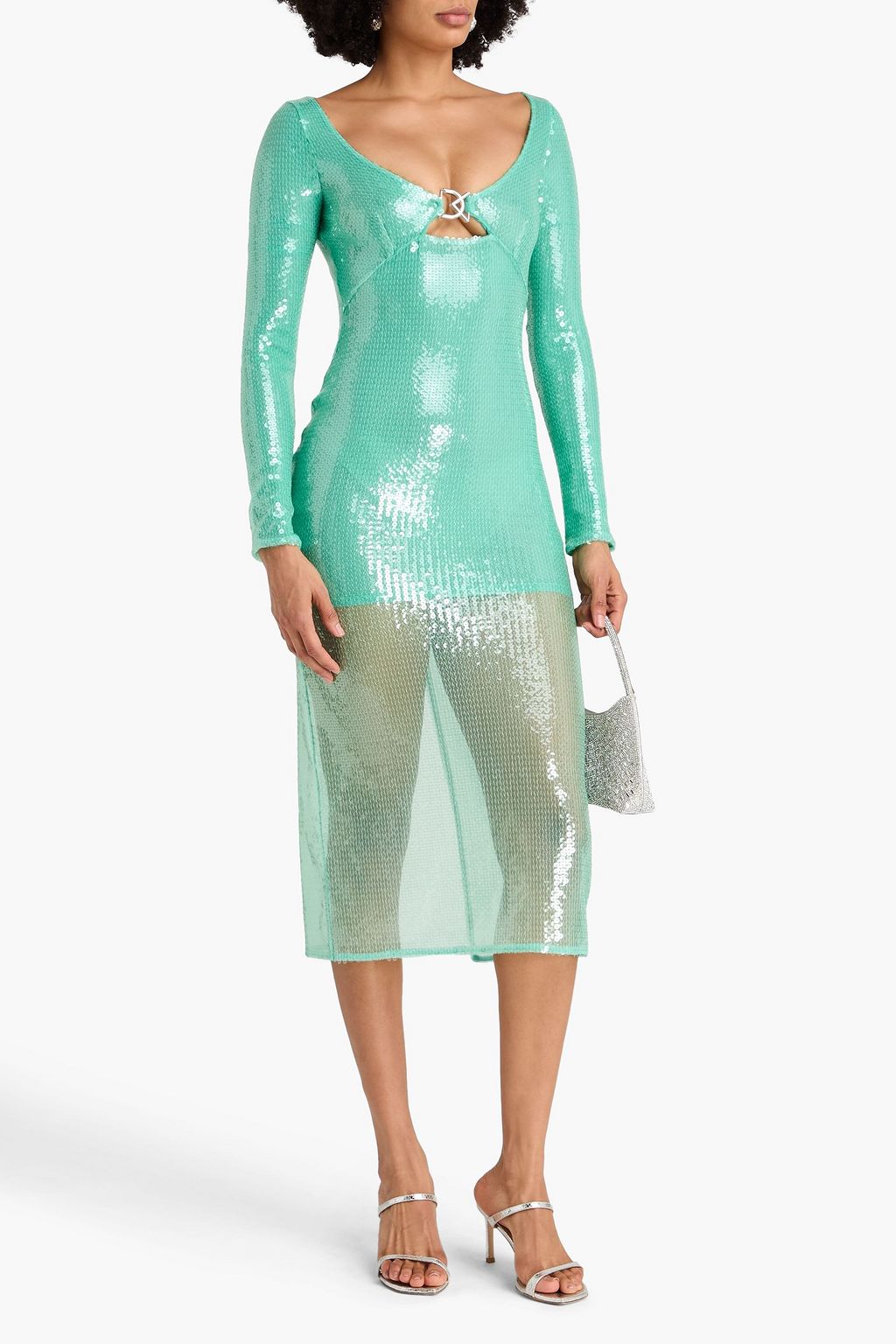 DAVID KOMA Sequined tulle midi dress