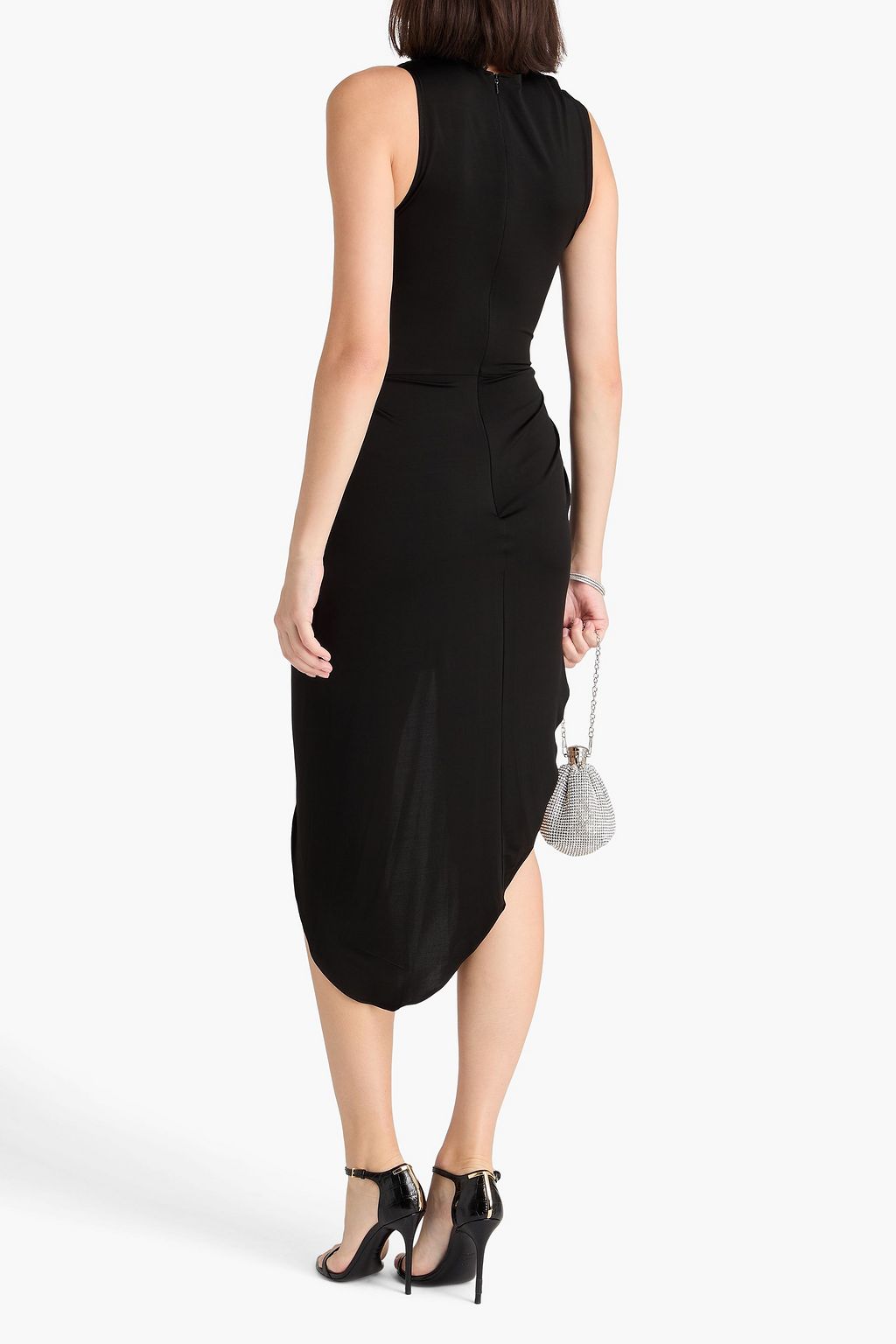 DAVID KOMA Asymmetric crystal-embellished ruched jersey dress