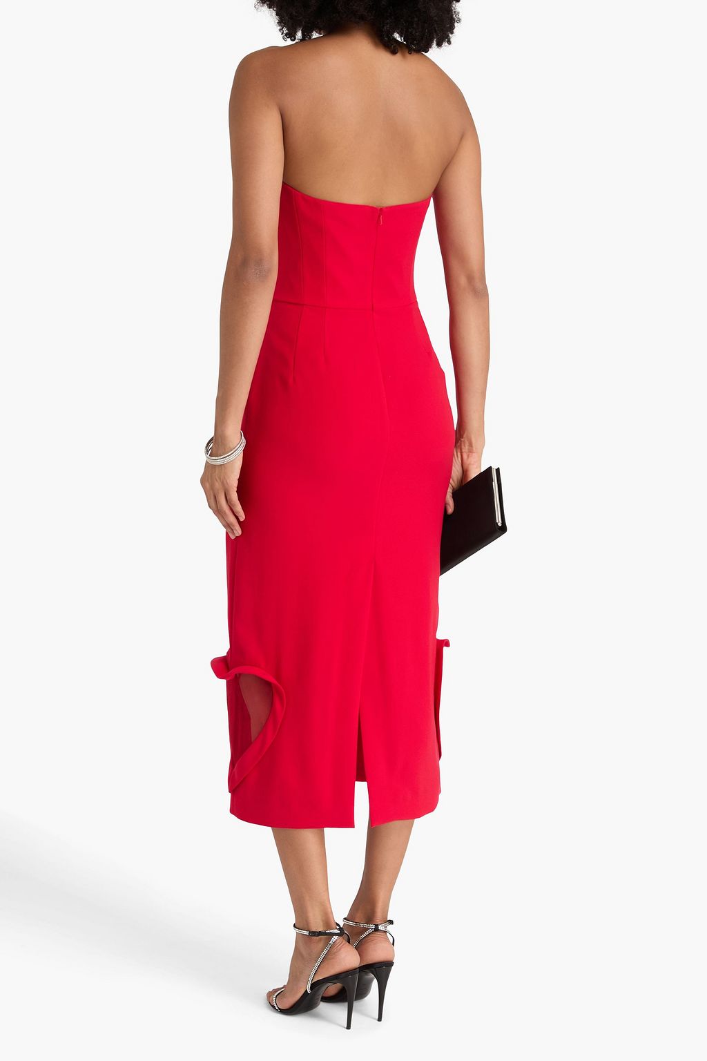 ZUHAIR MURAD Strapless tulle-trimmed crepe midi dress