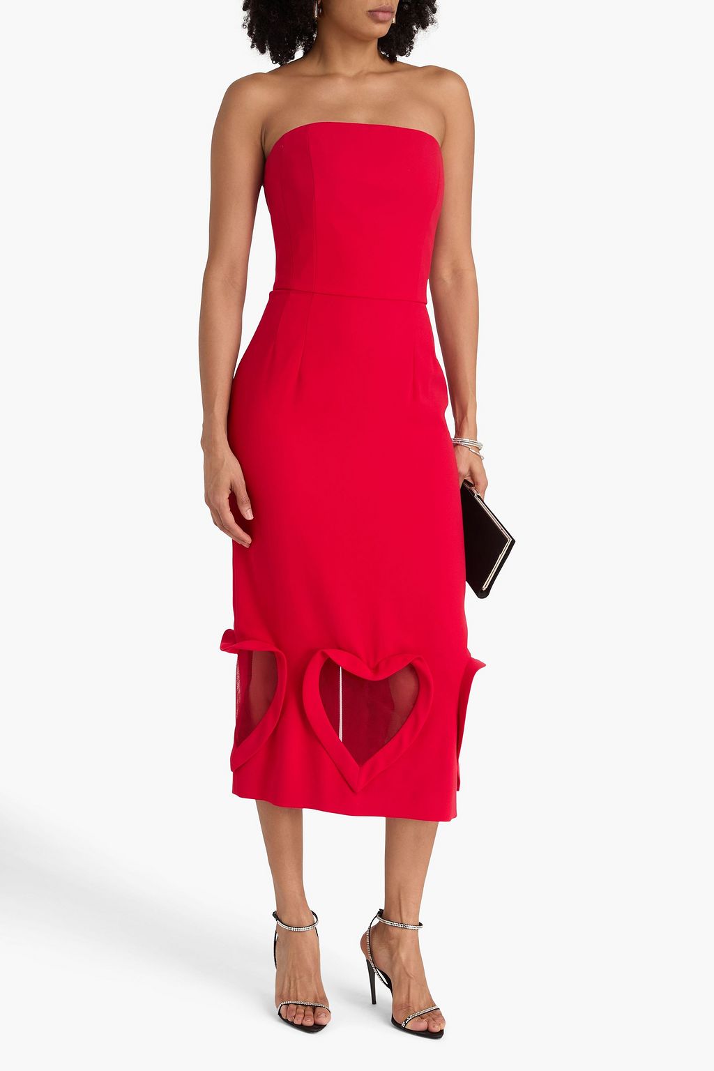 ZUHAIR MURAD Strapless tulle-trimmed crepe midi dress