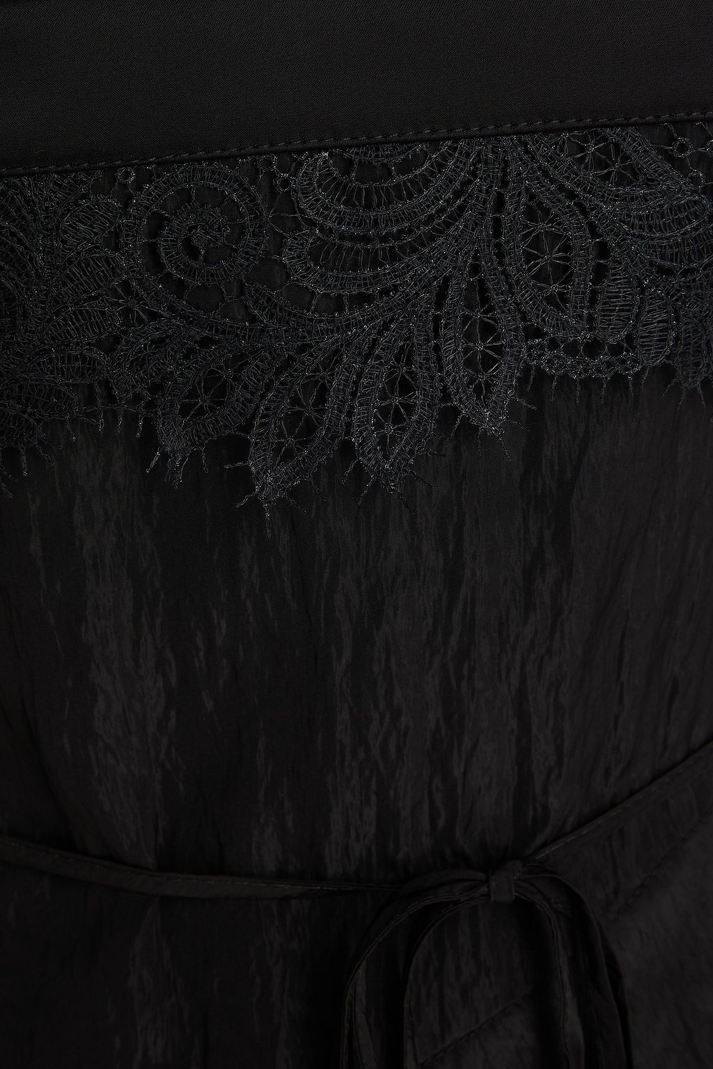 DAVID KOMA Asymmetric guipure lace-trimmed taffeta maxi dress