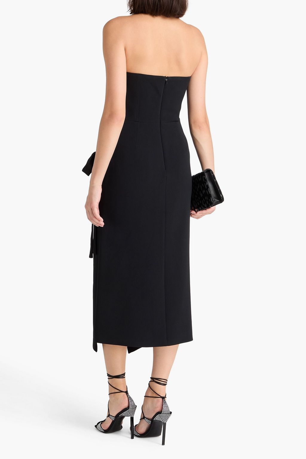 DAVID KOMA Strapless wrap-effect crepe midi dress