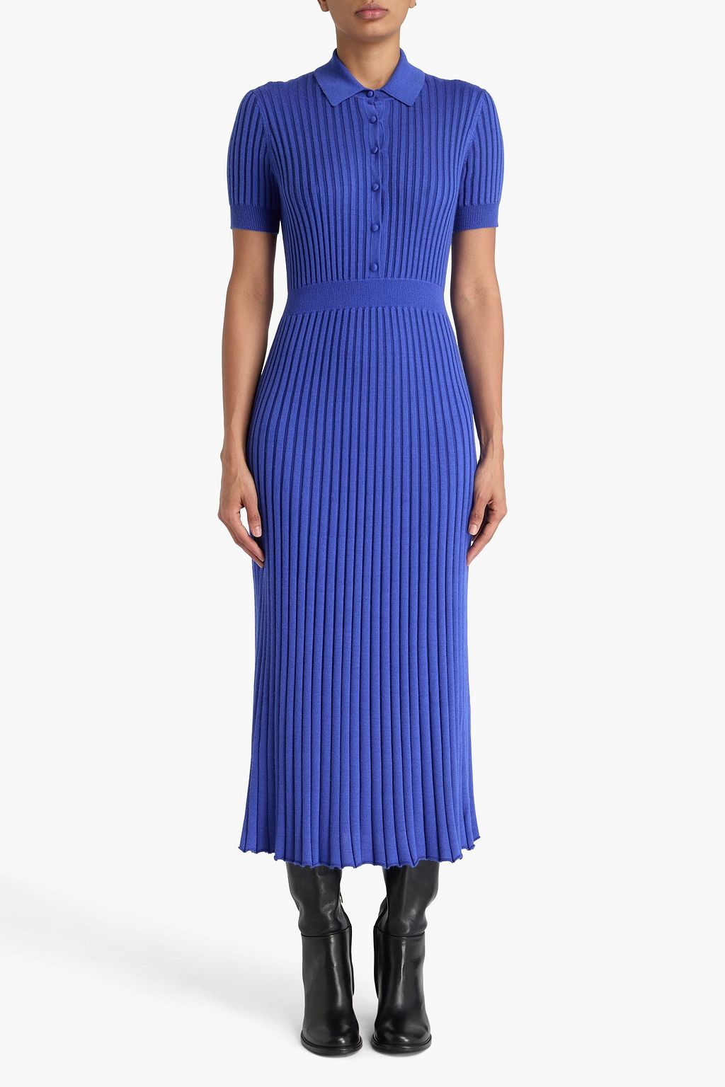 GABRIELA HEARST Amor ribbed silk and cashmere-blend midi shirt dress