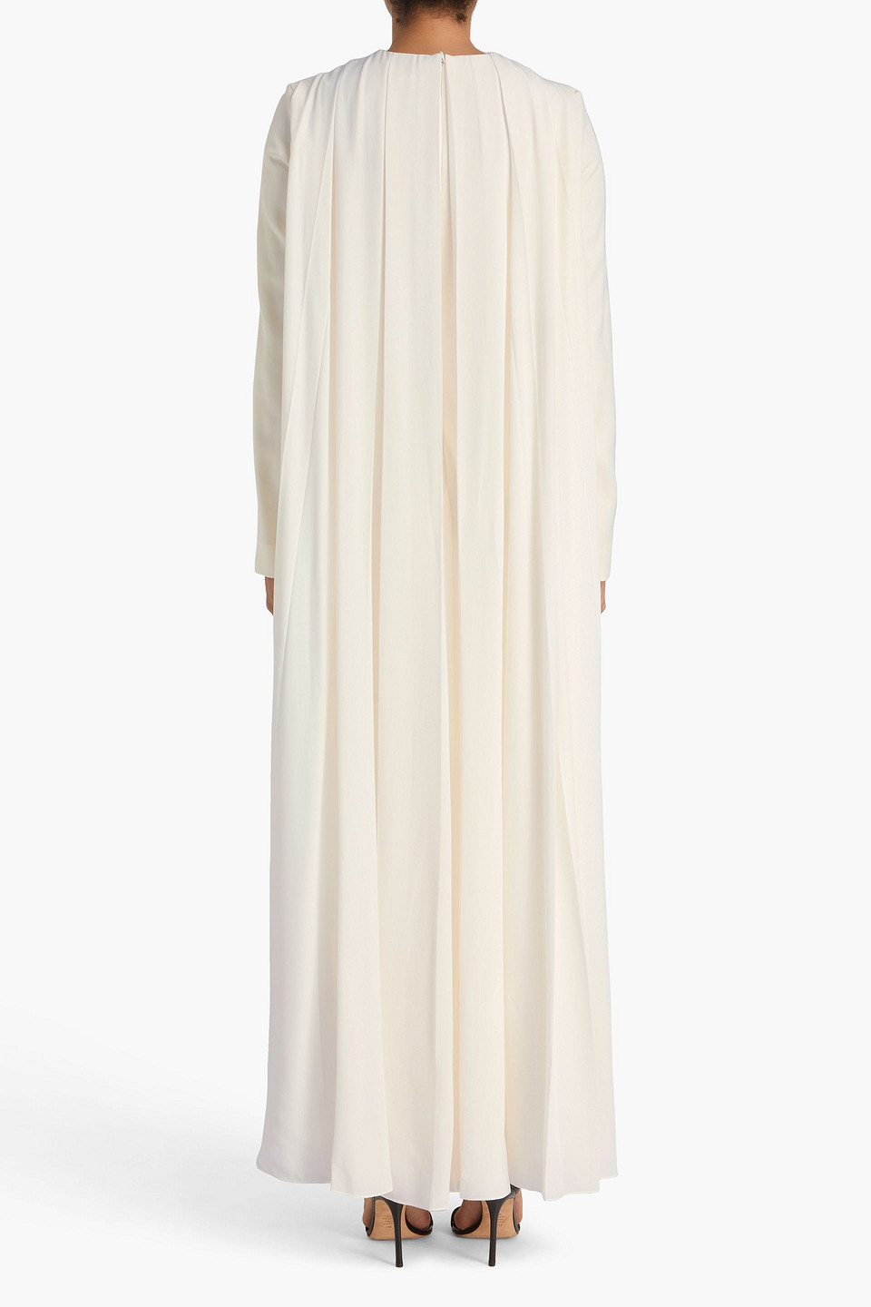 Gabriela Hearst Carlota Cape-effect Pleated Silk And Wool-blend Gown In White
