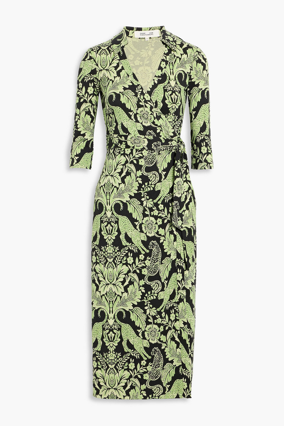 Diane Von Furstenberg Abigail Printed Silk-jersey Midi Wrap Dress In Green