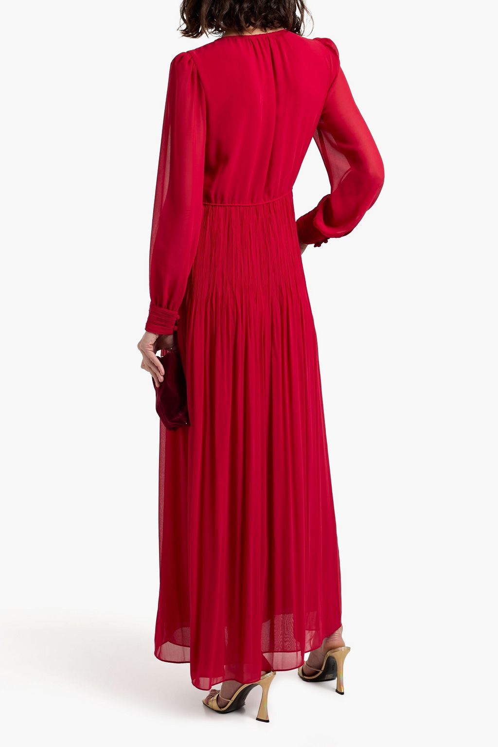 DIANE VON FURSTENBERG Dressy pintucked crepe de chine maxi dress