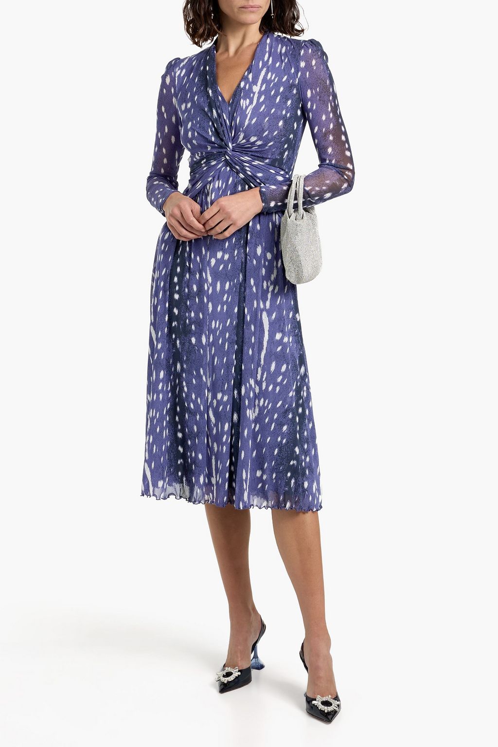 DIANE VON FURSTENBERG Burton twisted printed stretch-mesh midi dress