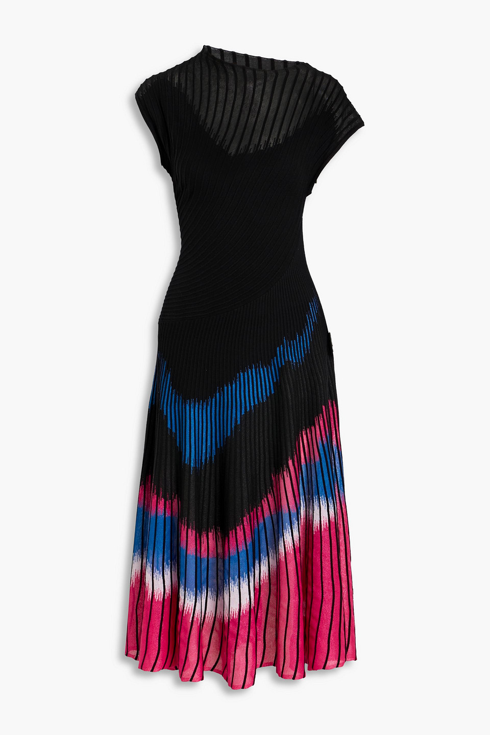 Diane Von Furstenberg Rick Ribbed Jacquard-knit Midi Dress In Black